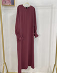 SA001 Crepe Folwer Sleeve Pocket  Abaya