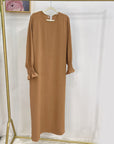 SA001 Crepe Folwer Sleeve Pocket  Abaya