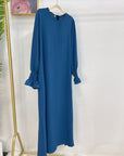 SA001 Crepe Folwer Sleeve Pocket  Abaya