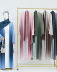 SA013 Glitter Gradient Polyester Abaya Set With Hijab