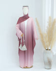 SA013 Glitter Gradient Polyester Abaya Set With Hijab