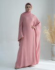 SA003 Butterfly Sleeve Plain Abaya with Hijab Sets