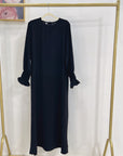 SA001 Crepe Folwer Sleeve Pocket  Abaya