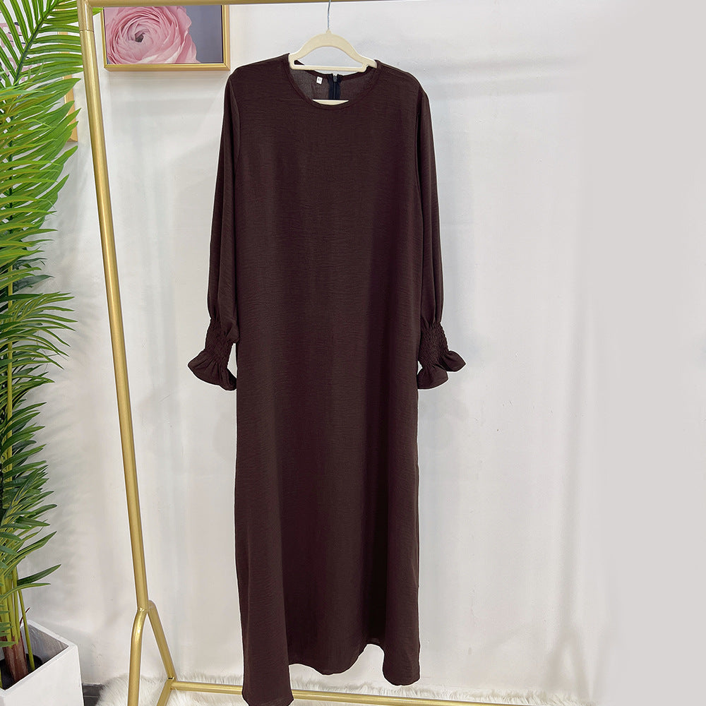 SA001 Crepe Folwer Sleeve Pocket  Abaya