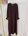 SA001 Crepe Folwer Sleeve Pocket  Abaya