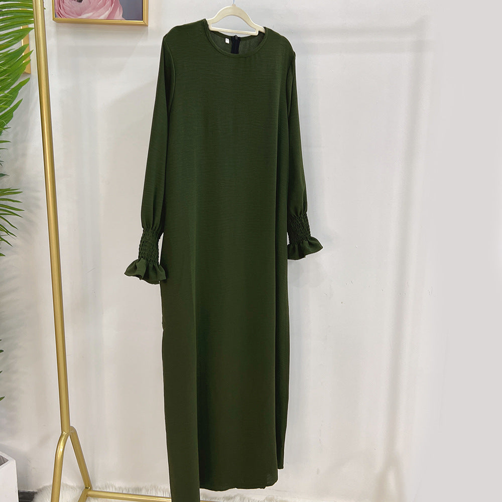 SA001 Crepe Folwer Sleeve Pocket  Abaya