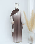 SA013 Glitter Gradient Polyester Abaya Set With Hijab