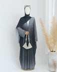 SA013 Glitter Gradient Polyester Abaya Set With Hijab