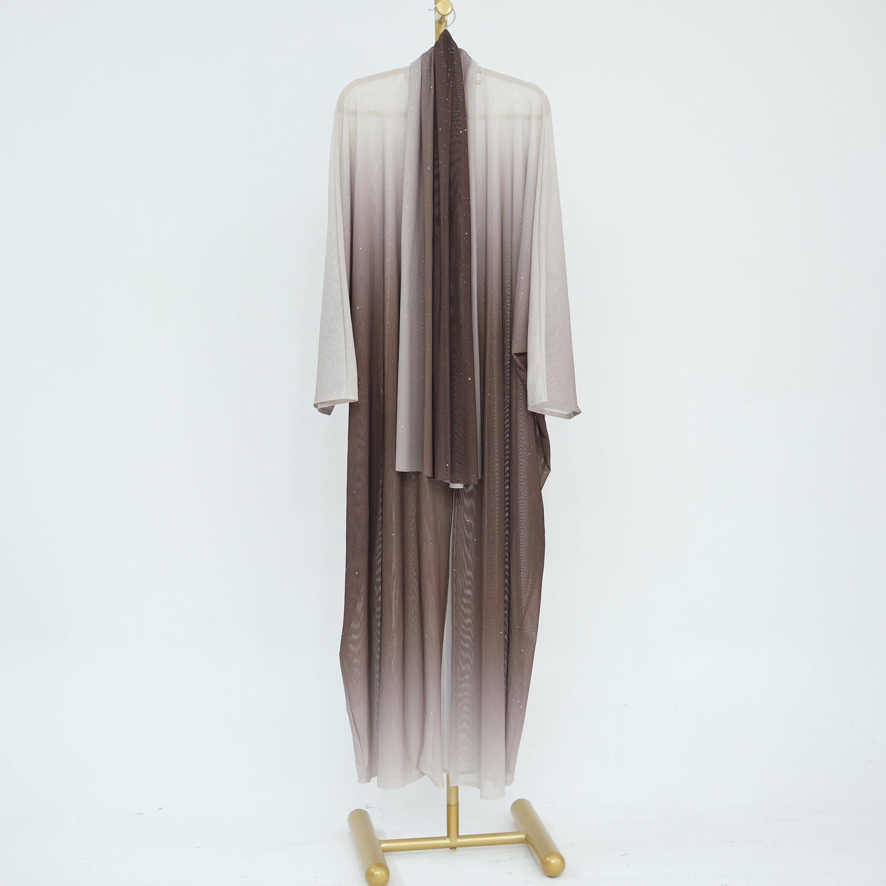 SA013 Glitter Gradient Polyester Abaya Set With Hijab