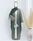 SA013 Glitter Gradient Polyester Abaya Set With Hijab