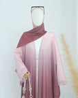 SA013 Glitter Gradient Polyester Abaya Set With Hijab