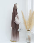 SA013 Glitter Gradient Polyester Abaya Set With Hijab