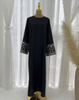 SA004 One-Piece Linen Floral Embroidery Abaya