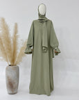 SA005 Hijab Attached Hoodie Nida Abaya With Pockets