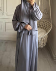 SA005 Hijab Attached Hoodie Nida Abaya With Pockets