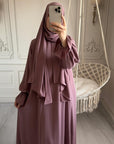 SA005 Hijab Attached Hoodie Nida Abaya With Pockets