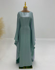 SA006 Batwing Sleeve Inner Blet Shinning Abaya