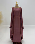 SA006 Batwing Sleeve Inner Blet Shinning Abaya