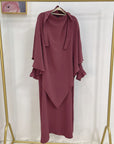 SK001 Elegant Islamic Clothing Crepe  2 Layer Khimar & Abaya 2-Piece Set