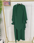 SK001 Elegant Islamic Clothing Crepe  2 Layer Khimar & Abaya 2-Piece Set