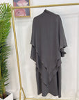 SK001 Elegant Islamic Clothing Crepe  2 Layer Khimar & Abaya 2-Piece Set