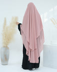 SK004  Chiffon Double Layers Front & Back Long Khimar