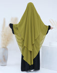 SK004  Chiffon Double Layers Front & Back Long Khimar