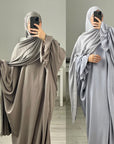 SK004  Chiffon Double Layers Front & Back Long Khimar