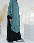 SK004  Chiffon Double Layers Front & Back Long Khimar