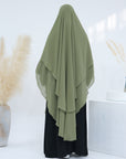 SK004  Chiffon Double Layers Front & Back Long Khimar