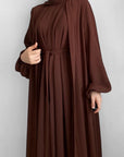 SOA002 Crape 4-Pcs Open Abaya Set With Pockets