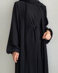 SOA002 Crape 4-Pcs Open Abaya Set With Pockets