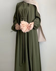 SOA002 Crape 4-Pcs Open Abaya Set With Pockets