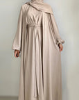 SOA002 Crape 4-Pcs Open Abaya Set With Pockets