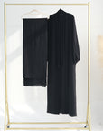 SOA002 Crape 4-Pcs Open Abaya Set With Pockets