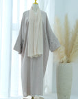 SOA006 Linen  Embroidery Moon Abaya With Hijab