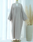 SOA006 Linen  Embroidery Moon Abaya With Hijab