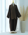 SOA006 Linen  Embroidery Moon Abaya With Hijab