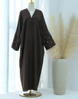 SOA006 Linen  Embroidery Moon Abaya With Hijab