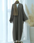 SOA006 Linen  Embroidery Moon Abaya With Hijab