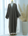 SOA006 Linen  Embroidery Moon Abaya With Hijab