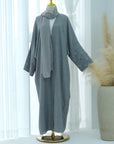 SOA006 Linen  Embroidery Moon Abaya With Hijab