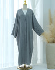 SOA006 Linen  Embroidery Moon Abaya With Hijab