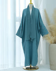 SOA006 Linen  Embroidery Moon Abaya With Hijab