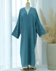 SOA006 Linen  Embroidery Moon Abaya With Hijab