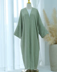 SOA006 Linen  Embroidery Moon Abaya With Hijab