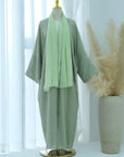 SOA006 Linen  Embroidery Moon Abaya With Hijab