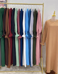 SA001 Crepe Folwer Sleeve Pocket  Abaya