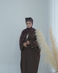 SOA006 Linen  Embroidery Moon Abaya With Hijab