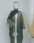 SA013 Glitter Gradient Polyester Abaya Set With Hijab